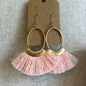 Pink and gold fringe earrings